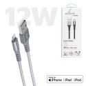 ESTUFF ES601155 Opletený datový a nabíjecí kabel USB/Lightning MFi, 1m, šedý
