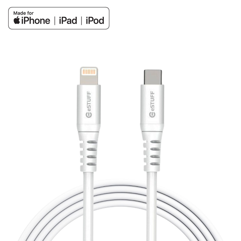ESTUFF ES602301 Prémiový datový a nabíjecí kabel USB-C/Lightning MFi, 3m, bílý