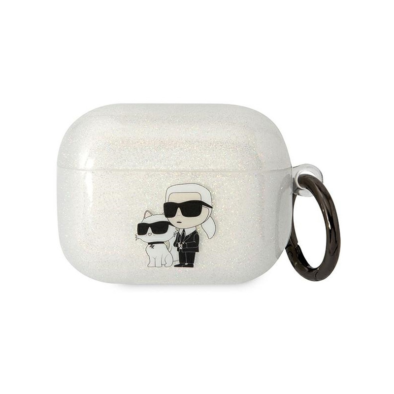 Pouzdro Karl Lagerfeld KLAPHNKCTGT pro AirPods Pro - transparentní gliter