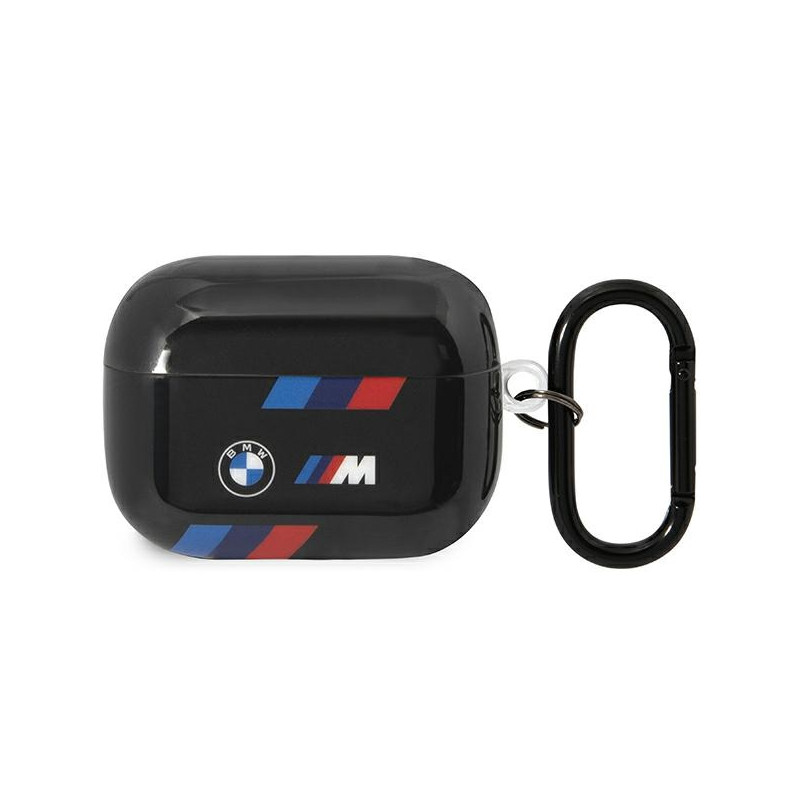 Kryt BMW BMAP222SOTK pro AirPods Pro (2. generace) - černý s černými trikolórními pruhy