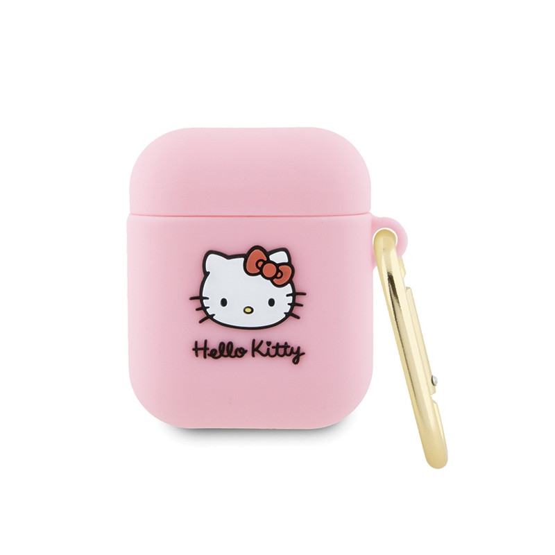 Pouzdro Kryt Hello Kitty HEAD pro AirPods 1/2 - pink