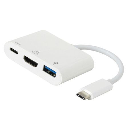 ESTUFF ES623001WH USB-C AV Multiport Adapter 3v1 (hub HDMI, USB, USB-C), bílý
