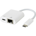 ESTUFF ES623006WH USB-C PD Gigabit LAN adaptér, 60W, bílý