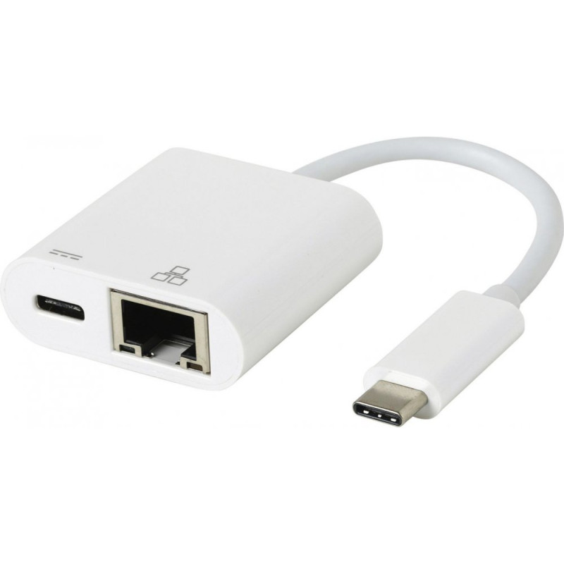 ESTUFF ES623006WH USB-C PD Gigabit LAN adaptér, 60W, bílý