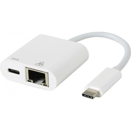 ESTUFF ES623006WH USB-C PD Gigabit LAN adaptér, 60W, bílý