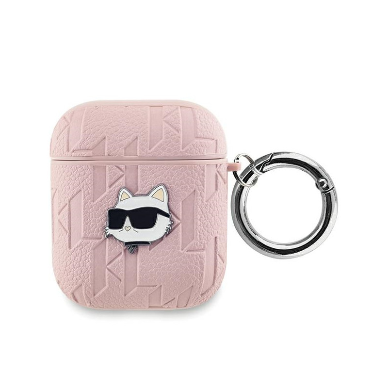 Pouzdro Karl Lagerfeld CHOUPETTE Head pro AirPods 1 / 2 - růžové