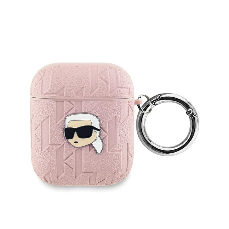 Pouzdro Karl Lagerfeld MONOGRAM KARL HEAD pro AirPods 1 / 2 - růžové