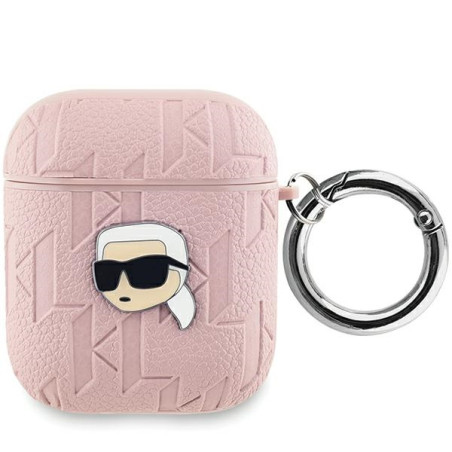 Pouzdro Karl Lagerfeld Monogram Karl Head pro AirPods 1/2 růžové