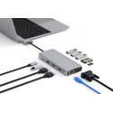 ESTUFF ES623010 Triple Display USB-C hub 12v1 (2xHDMI, VGA, 4x USB, audio, SD/MicroSD, RJ45, USB-C 100W), Space Grey