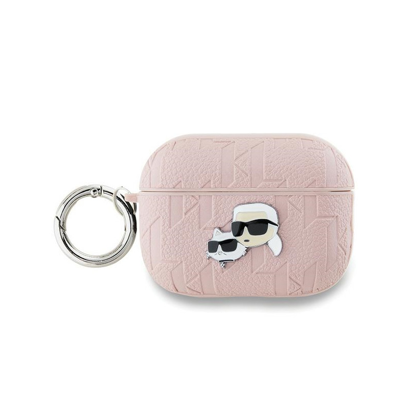 Pouzdro Karl Lagerfeld MONOGRAM Karl & Choupette Head pro AirPods Pro 2 - růžové
