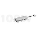 ESTUFF ES623010 Triple Display USB-C hub 12v1 (2xHDMI, VGA, 4x USB, audio, SD/MicroSD, RJ45, USB-C 100W), Space Grey