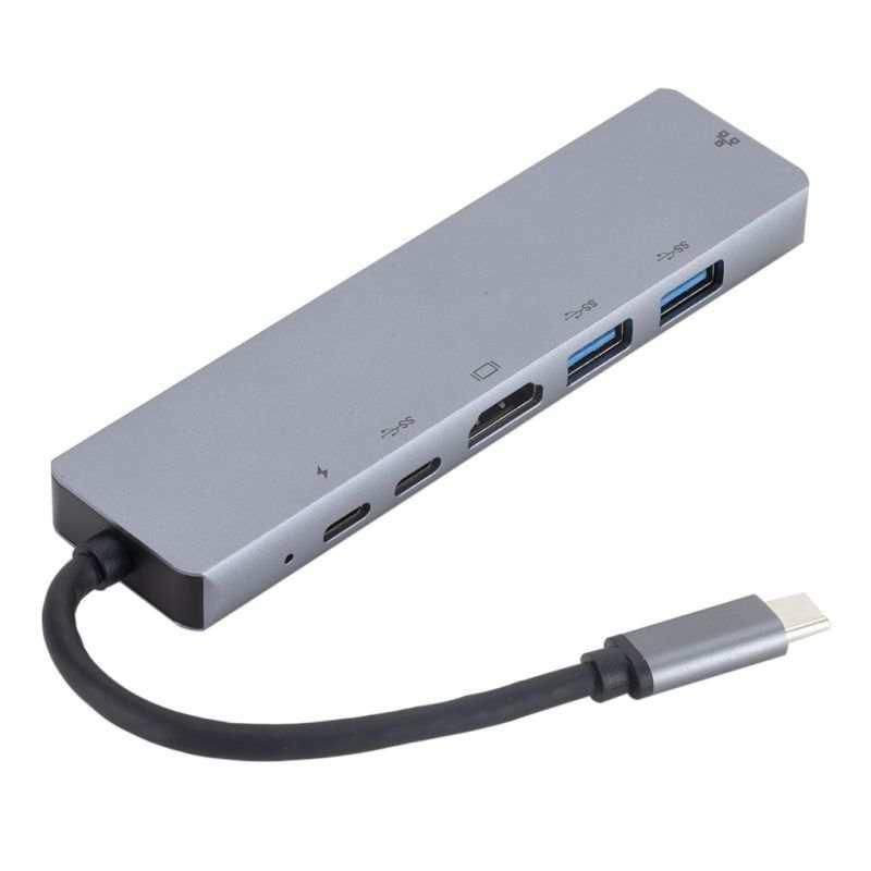ESTUFF ES623012 Multi USB-C hub 6v1 (HDMI, 2x USB, 2x USB-C, RJ45), napájení až 87W, Space Grey