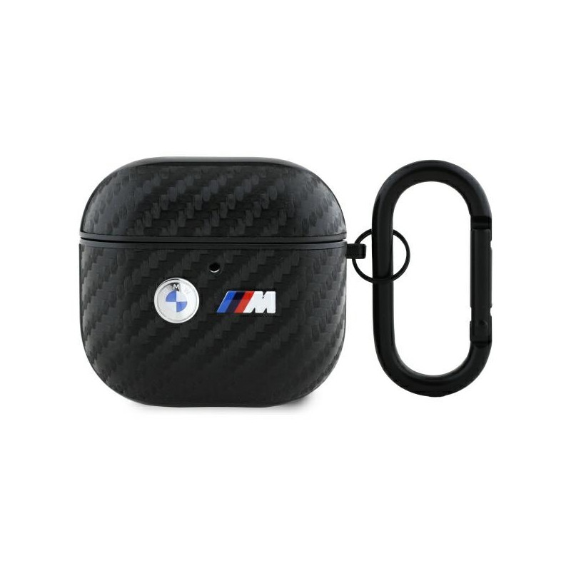 Pouzdro BMW CARBON Double Metal Logo pro AirPods 4 - černé