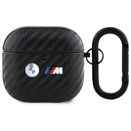 Pouzdro BMW CARBON Double Metal Logo AirPods 4 - černé