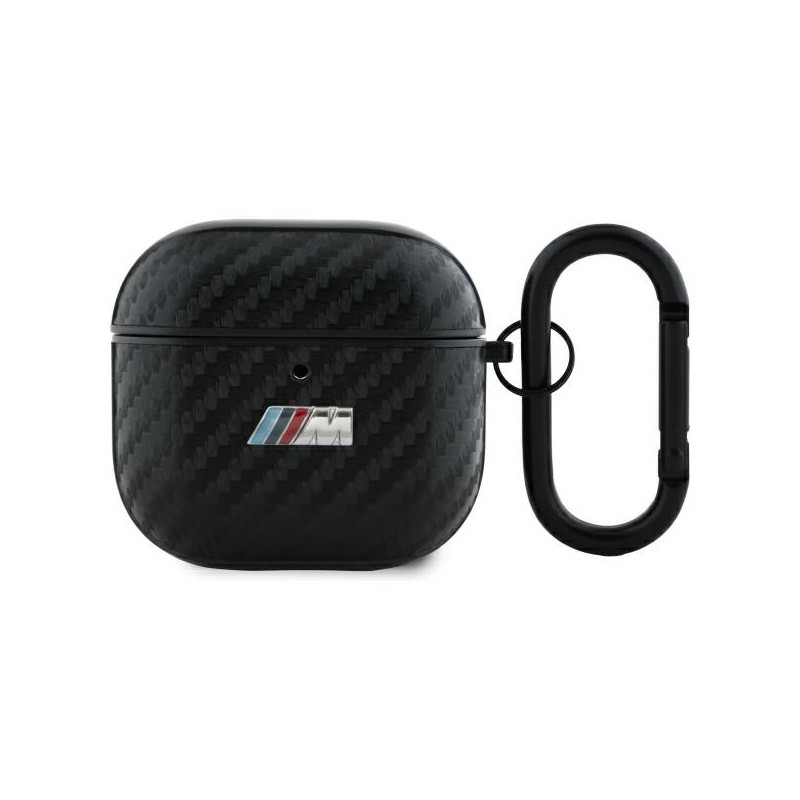Kryt BMW BMA4CMPUCA pro AirPods 4 - černá/černá (PU Carbon M)