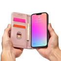 Hurtel Magnet Card Case iPhone 14 Pro Max – růžové