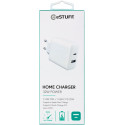 ESTUFF ES635031 Prémiová dvouportová nabíječka USB a USB-C PD 32W, bílá