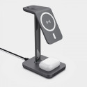 ESTUFF ES638201 Bezdrátová MagSafe nabíječka 3v1 pro iPhone, AirPods a Watch, 15W, tmavě šedá
