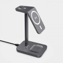ESTUFF ES638201 Bezdrátová MagSafe nabíječka 3v1 pro iPhone, AirPods a Watch, 15W, tmavě šedá