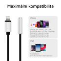 ESTUFF ES651650 Adaptér Lightning/Jack 3,5mm s MFi certifikací a kovovými konektory, černo-stříbrná