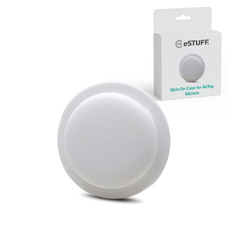 ESTUFF ES663051 Silikonový samolepící kryt pro Apple AirTag s 360° ochranou, bílý