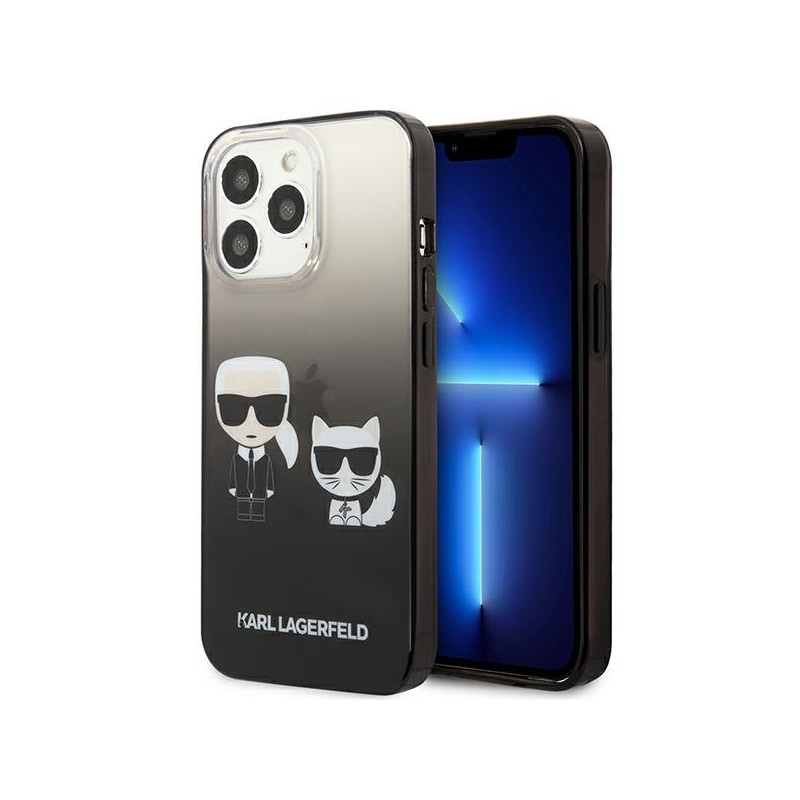 Kryt Karl Lagerfeld IKONIK Karl & Choupette pro iPhone 13 Pro - black
