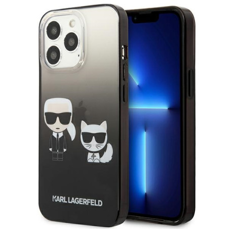 Kryt Karl Lagerfeld IKONIK Karl & Choupette iPhone 13 Pro - black