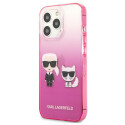 Kryt Karl Lagerfeld IKONIK Karl&Choupette iPhone 13 Pro - růžová