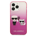 Kryt Karl Lagerfeld IKONIK Karl&Choupette iPhone 13 Pro - růžová