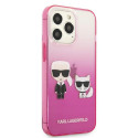 Kryt Karl Lagerfeld IKONIK Karl&Choupette iPhone 13 Pro - růžová