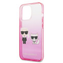 Kryt Karl Lagerfeld IKONIK Karl&Choupette iPhone 13 Pro - růžová