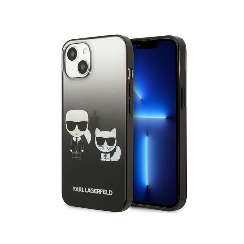 Kryt Karl Lagerfeld IKONIK Karl & Choupette pro iPhone 13 mini - černý