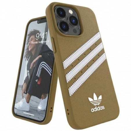 Kryt Adidas OR Molded Case PU iPhone 13 Pro Max - béžová a zlatá