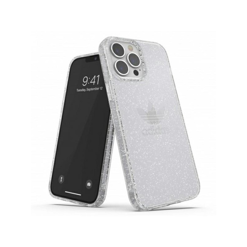 Kryt Adidas OR Protective Clear Case Glitter pro iPhone 13 Pro Max - transparentní stříbrná