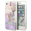 Kryt Guess Flower LIQUID GLITTER pro iPhone SE 2022 / 7 / 8 - fialová