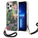 Kryt Guess Flower Strap pro iPhone 13 Pro - modrá