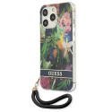 Kryt Guess Flower Strap pro iPhone 13 Pro - modrá
