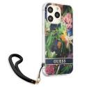 Kryt Guess Flower Strap pro iPhone 13 Pro - modrá