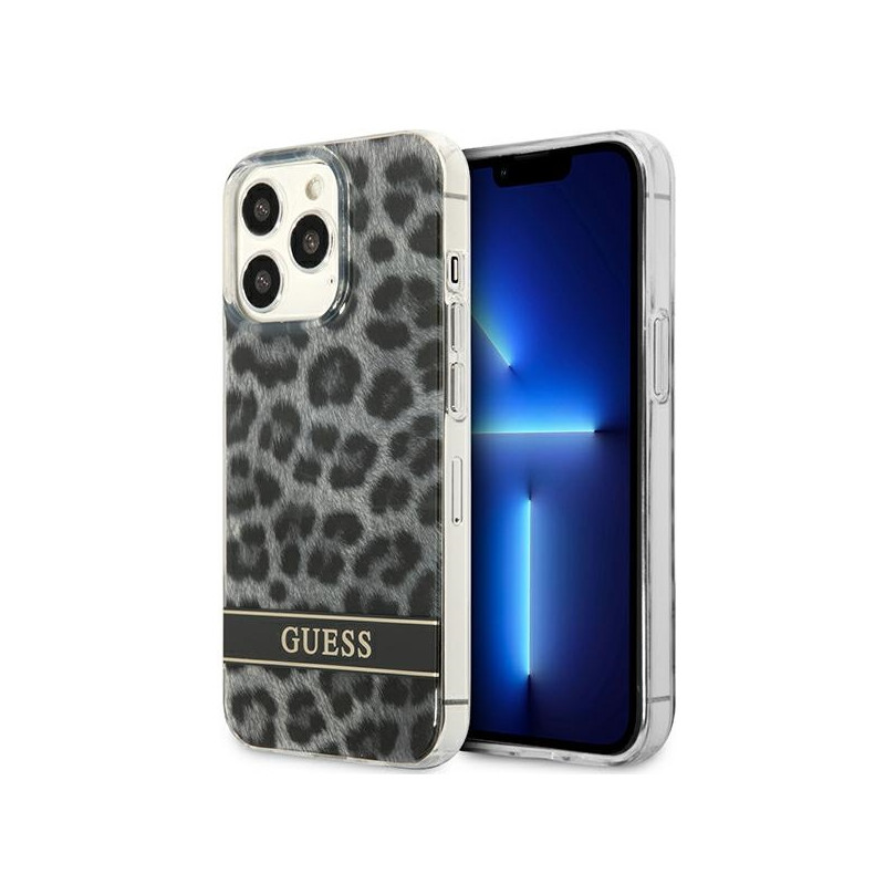 Kryt Guess GUHCP13LHSLEOK pro iPhone 13 Pro - šedá/šedá (Leopard)