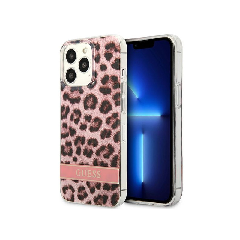 Kryt Guess GUHCP13LHSLEOP pro iPhone 13 Pro - růžová (leopard)