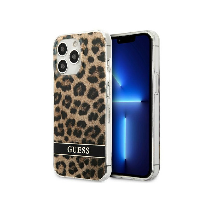 Kryt Guess GUHCP13LHSLEOW pro iPhone 13 Pro - hnědá/leopard