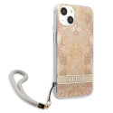 Kryt Guess Flower Strap pro iPhone 13 mini - zlatá