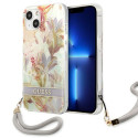 Kryt Guess Flower Strap pro iPhone 13 mini - fialová