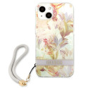 Kryt Guess Flower Strap pro iPhone 13 mini - fialová