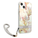 Kryt Guess Flower Strap pro iPhone 13 mini - fialová