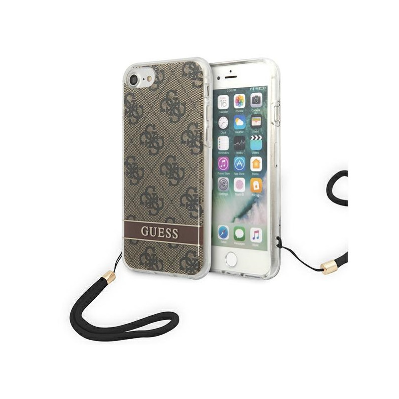 Kryt Guess GUOHCI8H4STW pro iPhone SE 2022 / SE 2020 / 7/ 8 - hnědá/hardcase 4G Print Strap