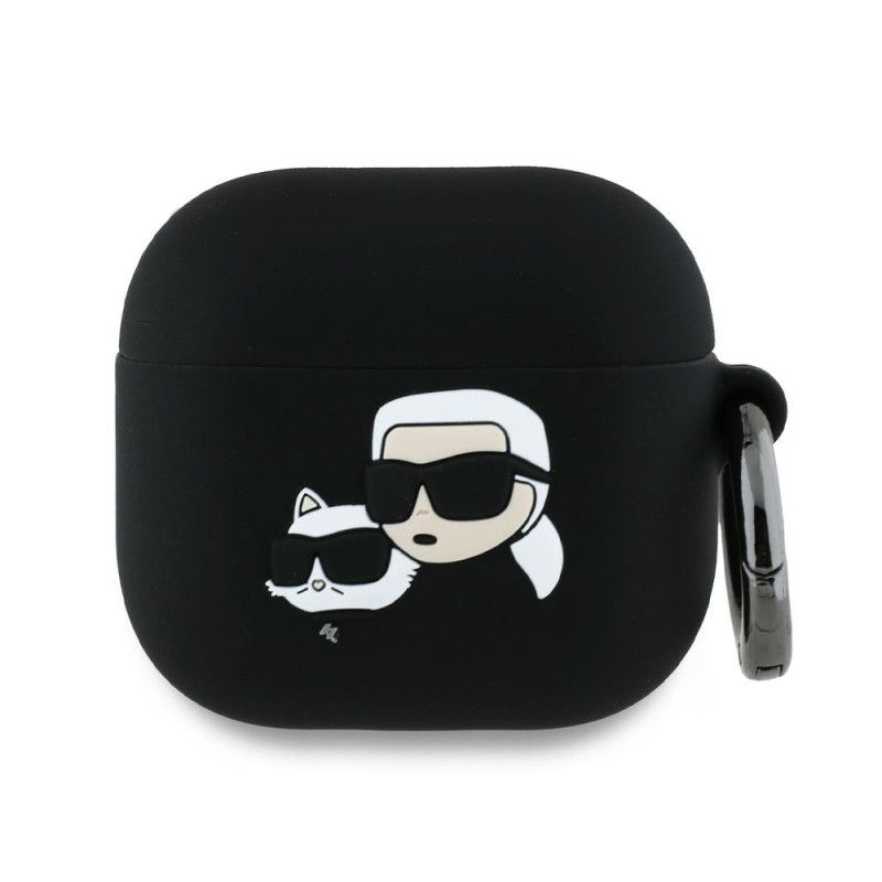 Pouzdro Karl Lagerfeld SILICONE KARL&CHAU[P]ETTE Head 3D pro AirPods 4 - black