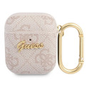 Pouzdro Guess 4G SCRIPT metal collection pro AirPods 1/2 - růžová