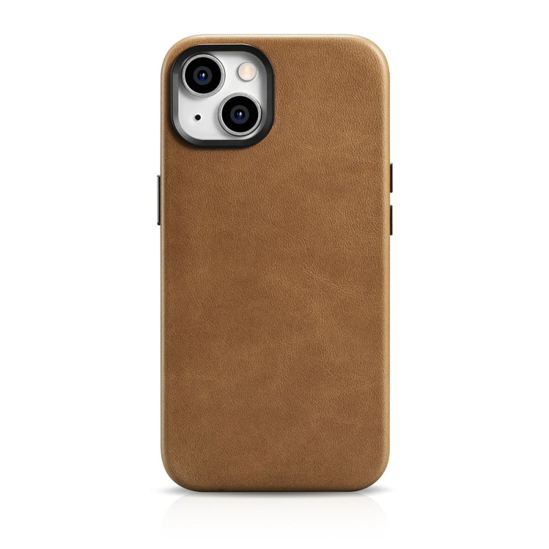 Pouzdro iCarer OIL WAX Premium pro iPhone 14 Plus - hnědá