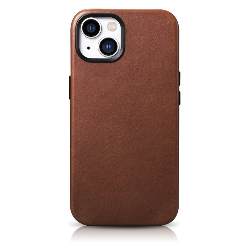 Pouzdro iCarer Oil Wax Premium Leather pro iPhone 14 Plus - hnědá